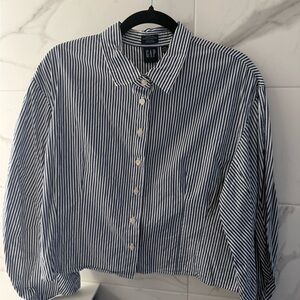 GAP Blue and White Striped Button-Up Shirt